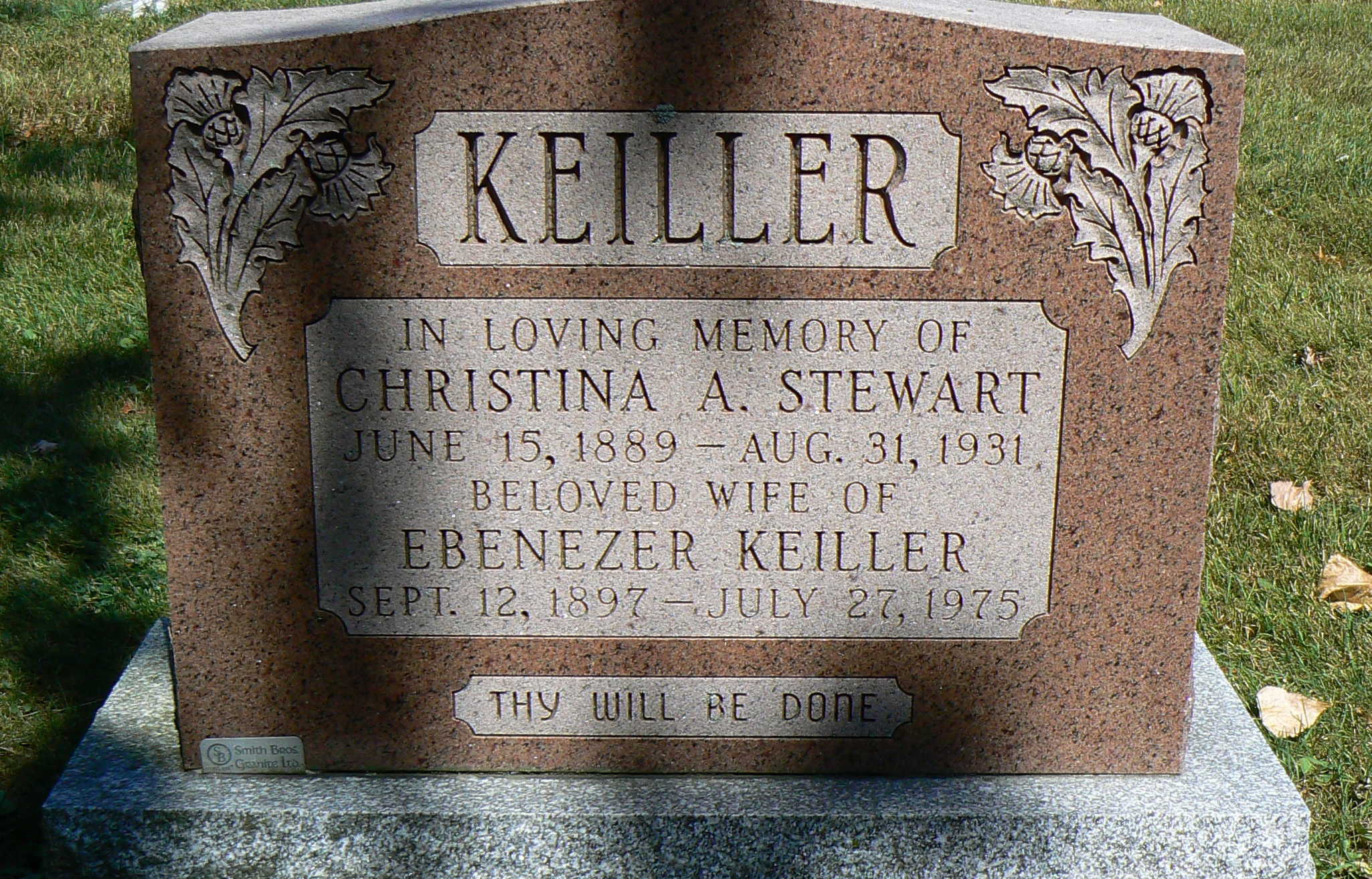 Photo of headstones/Christina A Stewart 1889-1931 hdstn Lakeview Cem, Pointe Claire, QC 